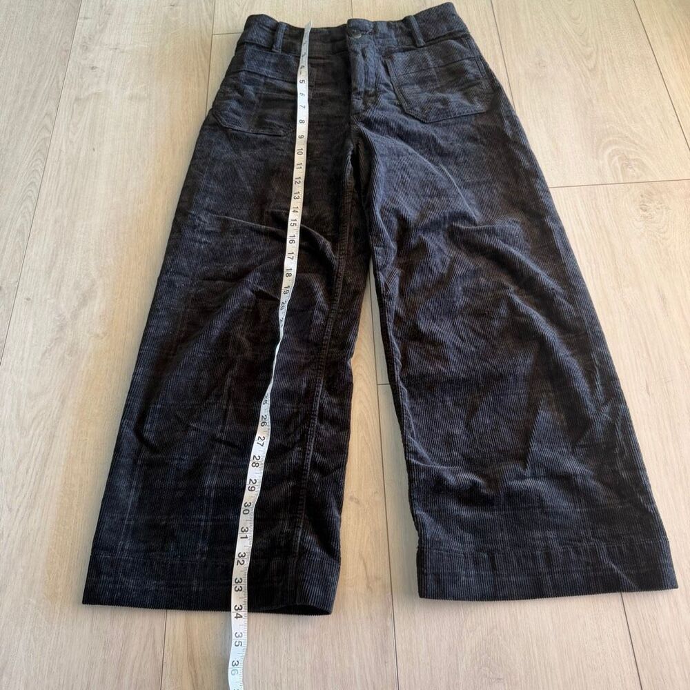 Maeve The Colette Cropped Wide-Leg Pants Plaid Corduroy Edition Black Size 27P - Picture 2 of 10